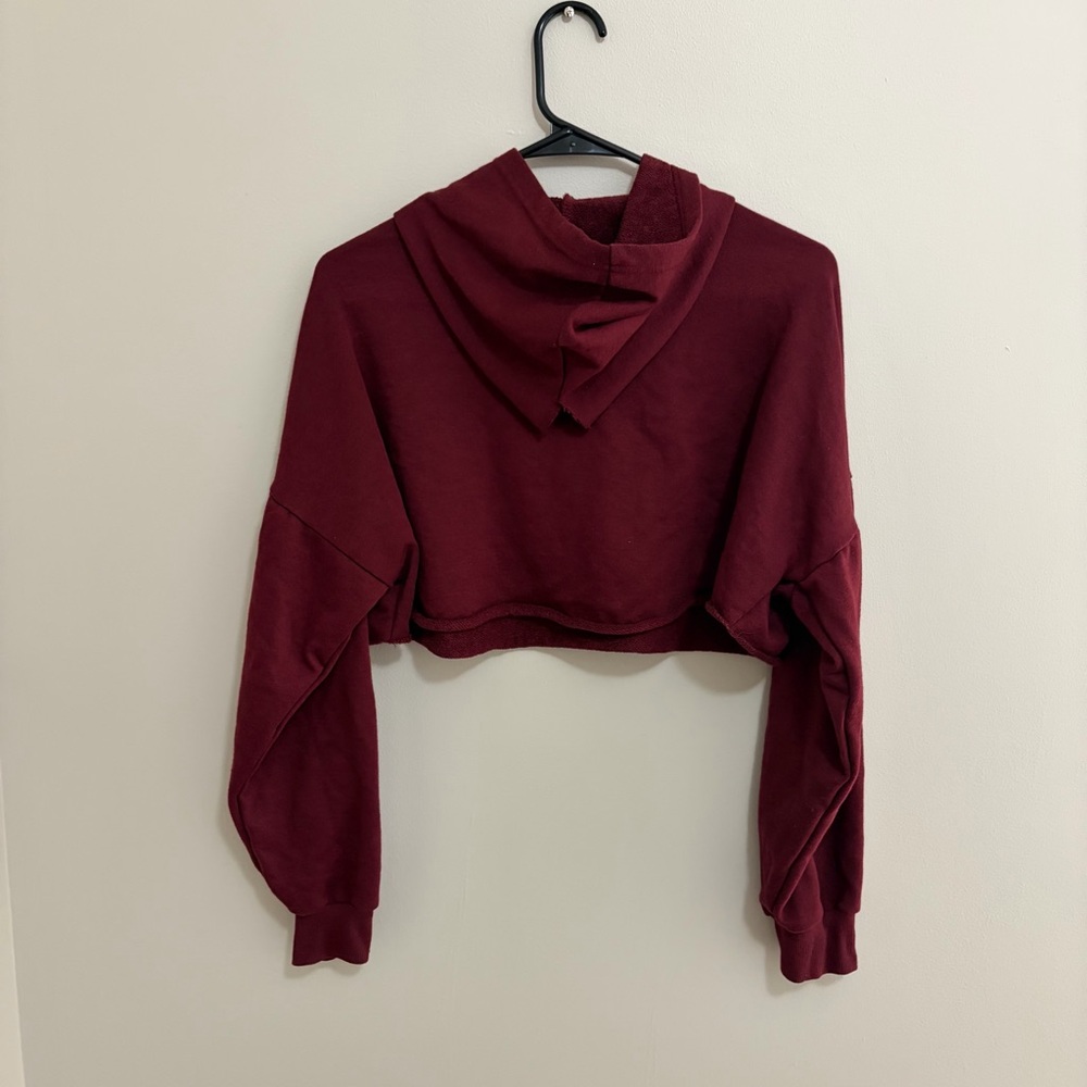 Rue21 Burgundy Eyelet Cropped Hoodie - Picture 5 of 6